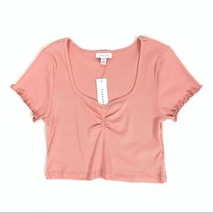 NWT Topshop Pink Ruched Crop Top size 12